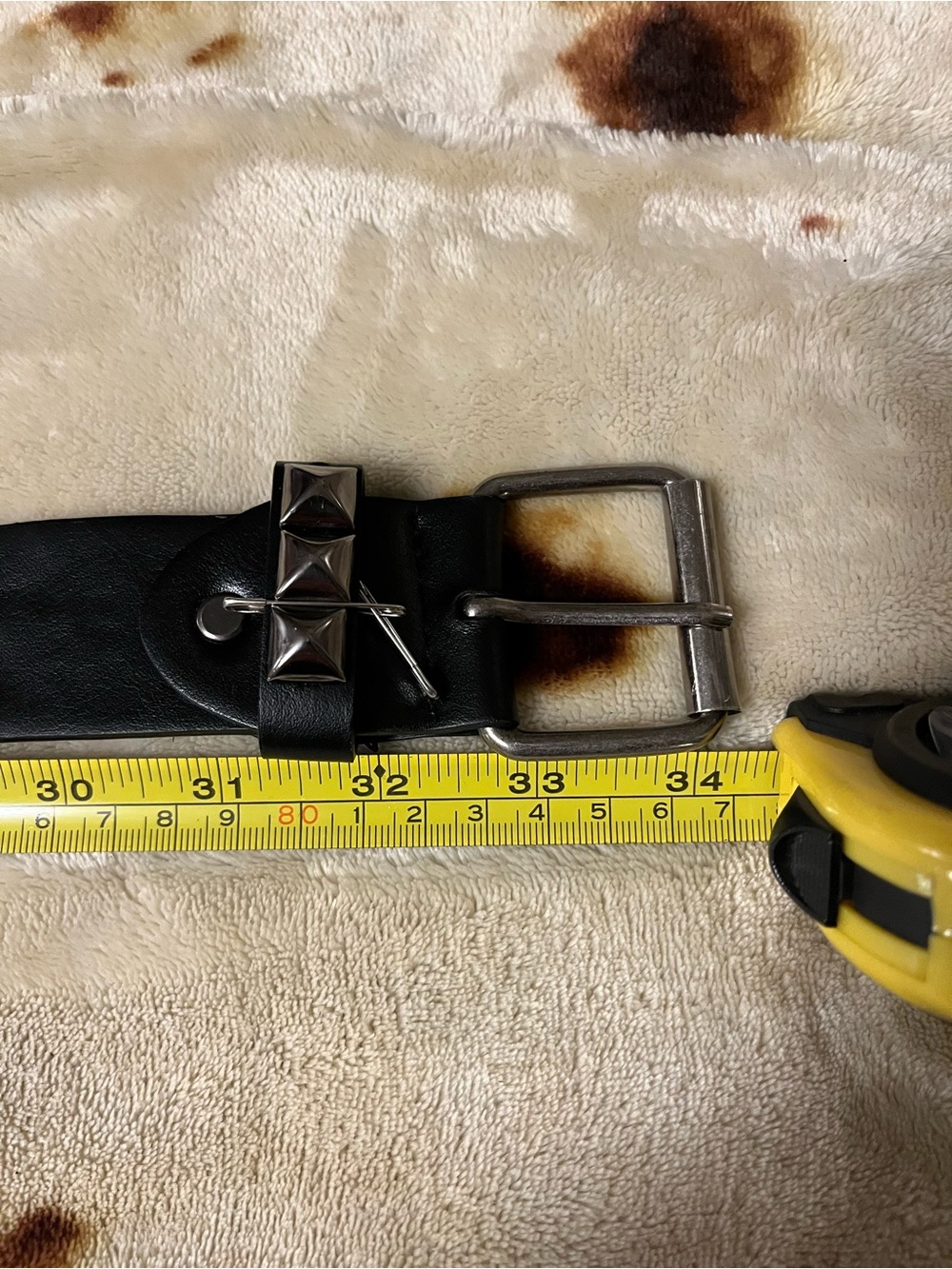 Black Studded Leather Belt for Men